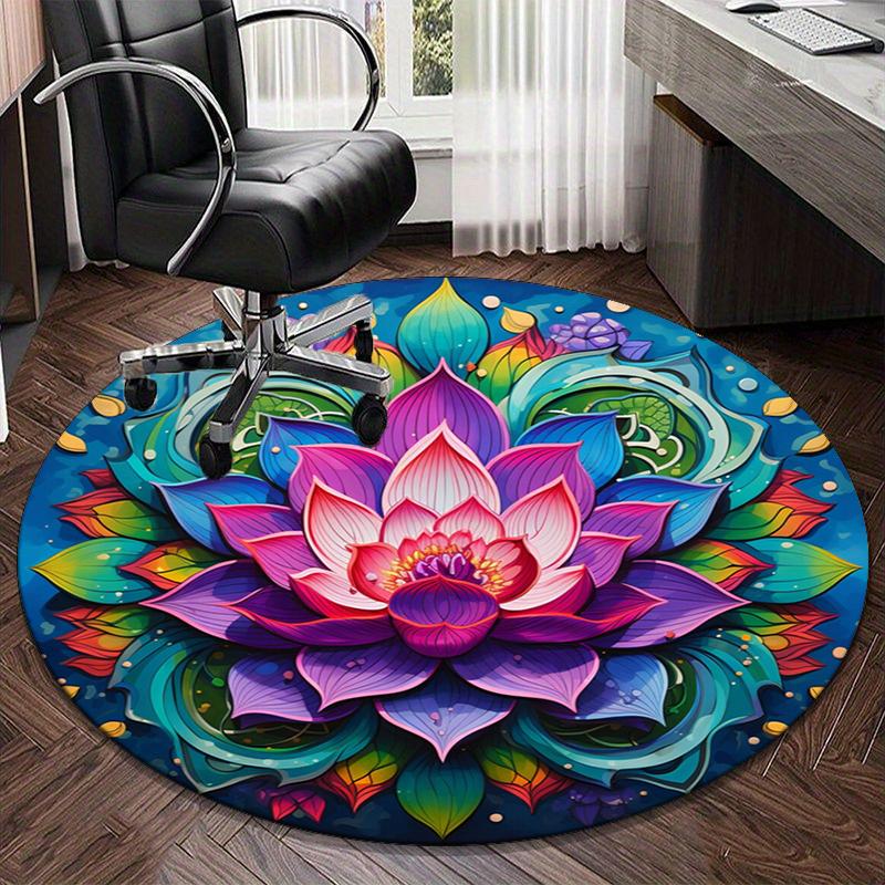 Lotus Mandala Artwork round carpet Chair cushion Round Entryway Rug, Soft Round Rugs for Living Room, Bedroom, Circle Carpet decor gifts