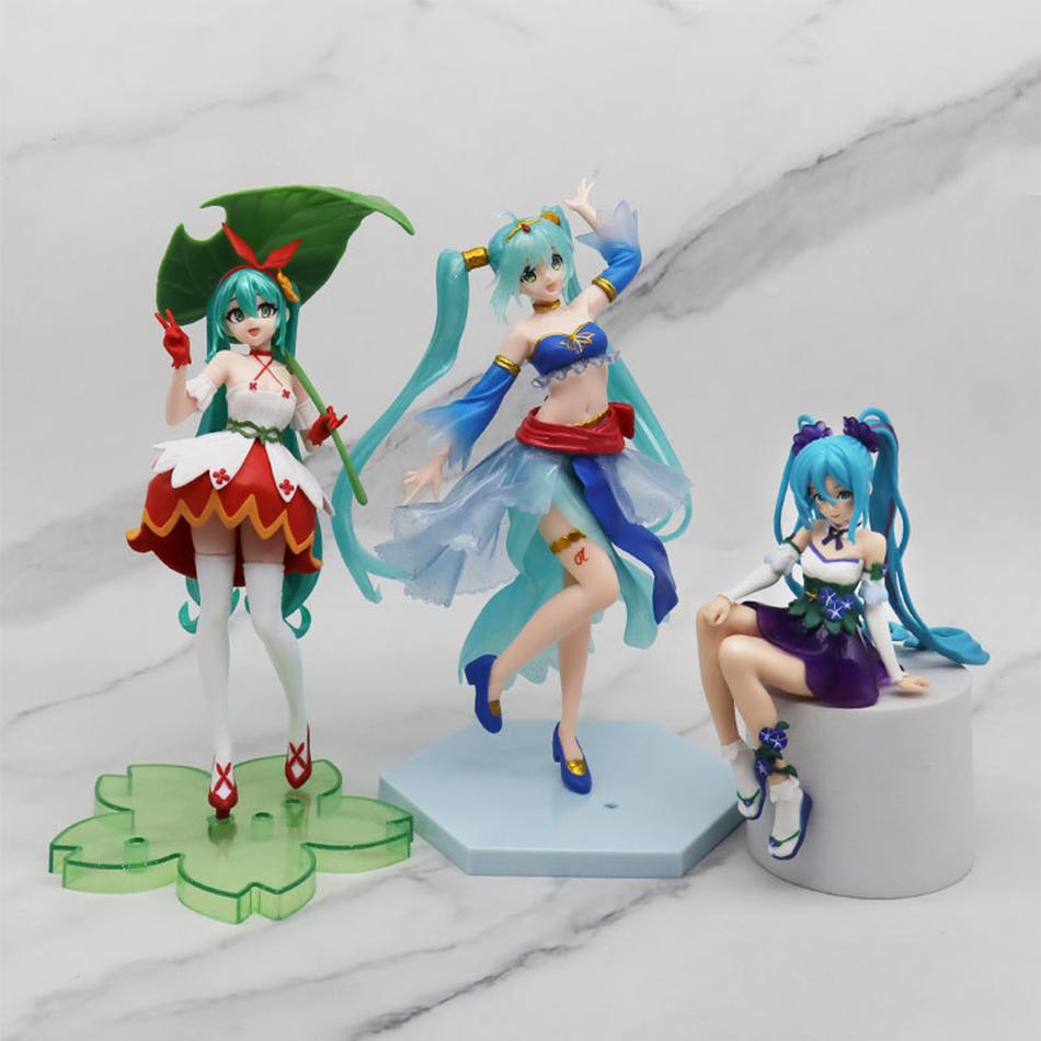 Hatsune Miku 21cm Anime Figure Kawaii Thumbelina Vocaloid Wonderland PVC Action Figure Collection Model Doll Ornaments Toys Gift