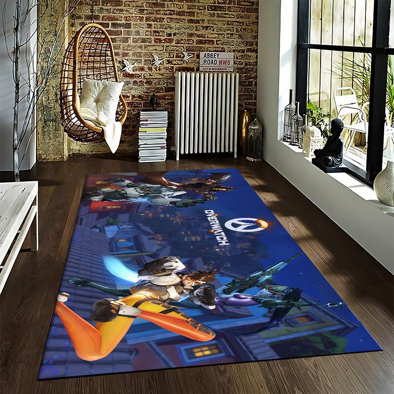 Overwatch Faction Printed Flannel Carpet, Anti-slip, Suitable for Bedroom, Living Room, and Children's Room Decoration