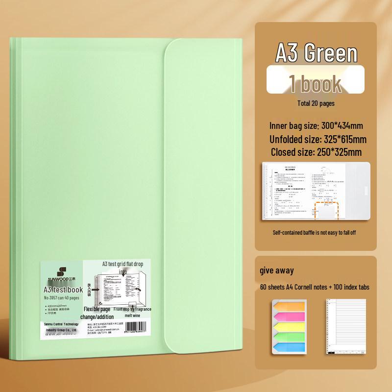 Large Capacity Test Paper Storage Bag with Transparent Insert Pages for Students