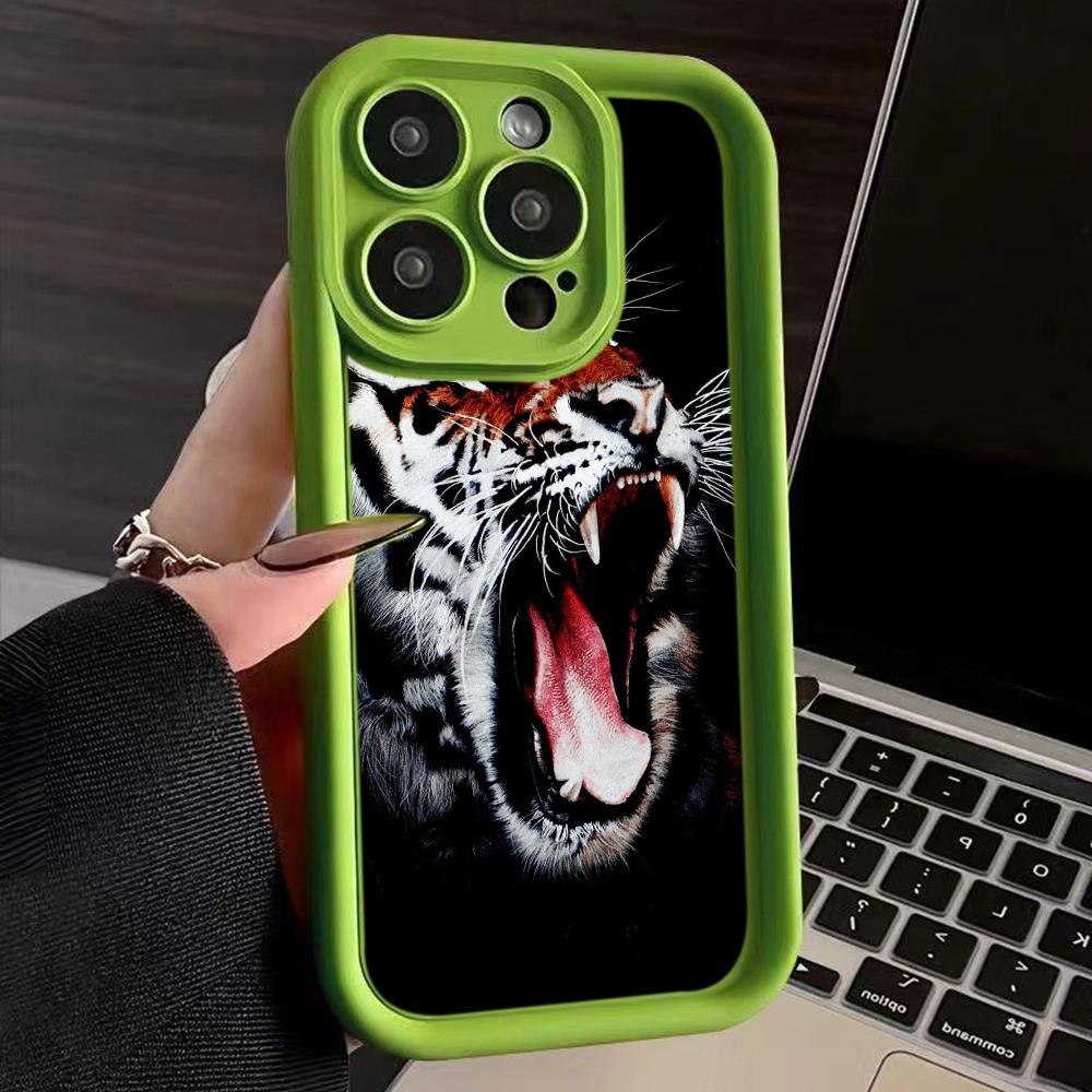 LZ30 Tiger Lion Cat Silicone Phone Case for iPhone 11 13 14 15 16 Pro Max 7 8 16 Plus 12 mini XS Max XR Shockproof Back Cover