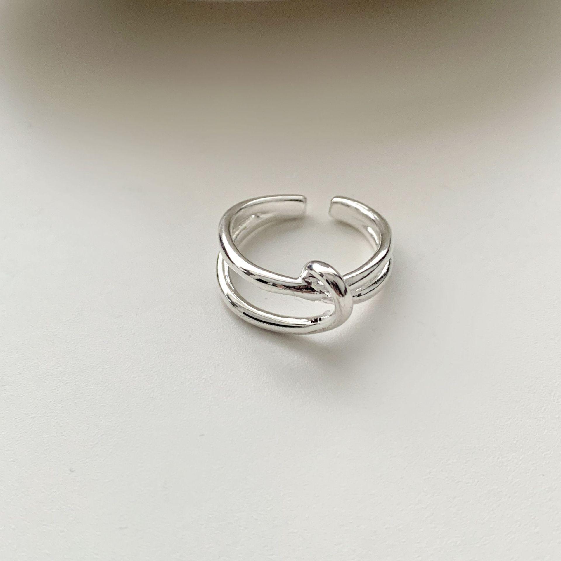 Women s High-End Geometric Woven Stripe Open Ring - Trendy Stackable Index Finger Accessory Adjustable open size