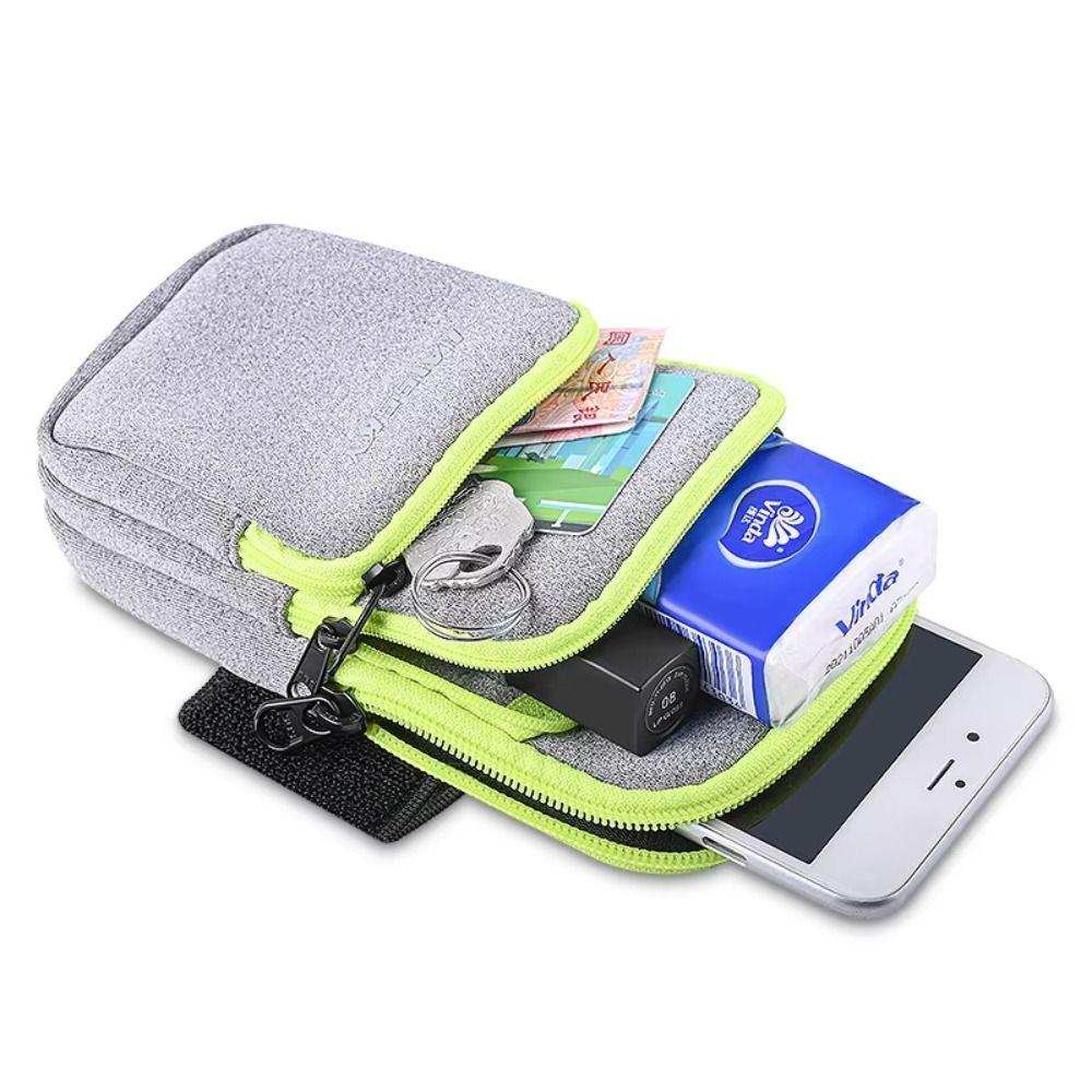 Large Capacity Running Phone Bags Three Pockets Mobile Phone Arm Bag Arm Band Pouch Men Women