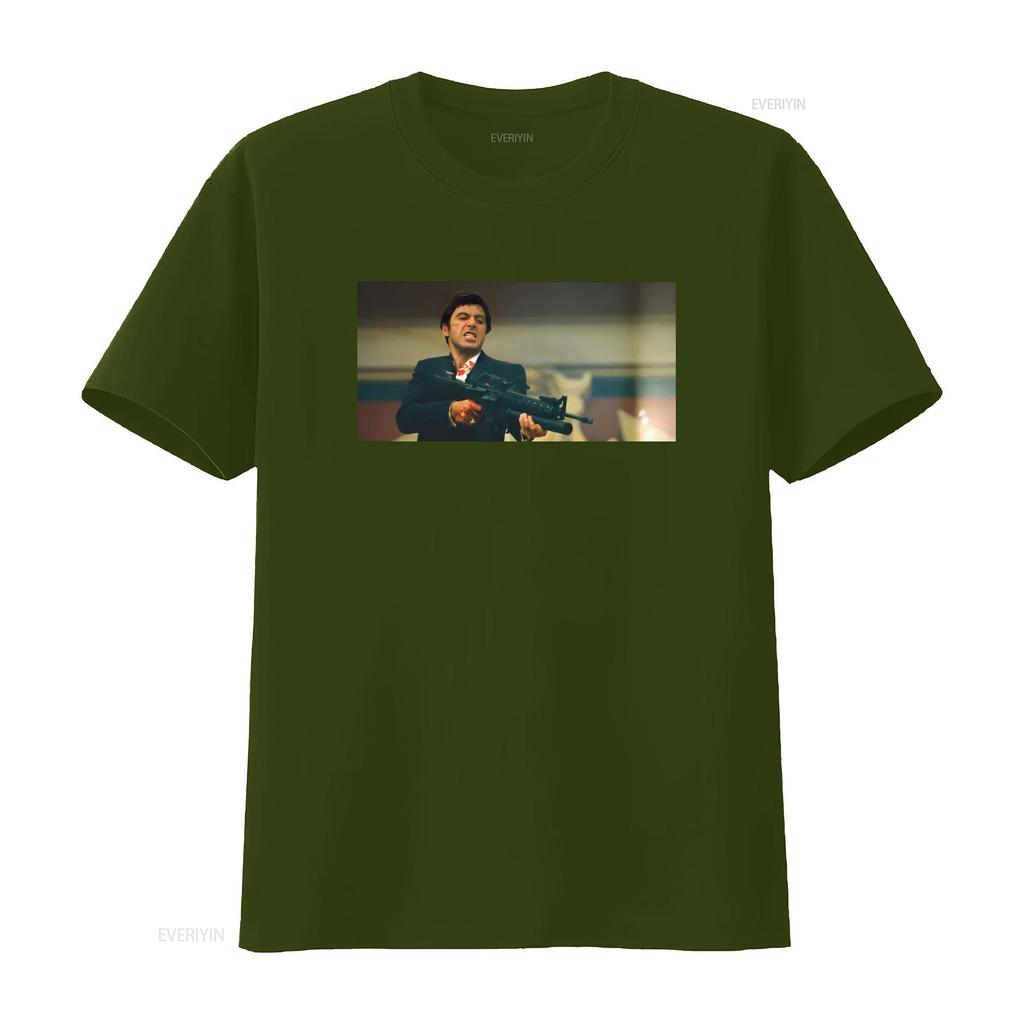 Tony Montana Say Hello To My Little Friend Movie T Shirt Scarface 1983 Vintage Washed Versatile Homme Designer Clothes Fashion