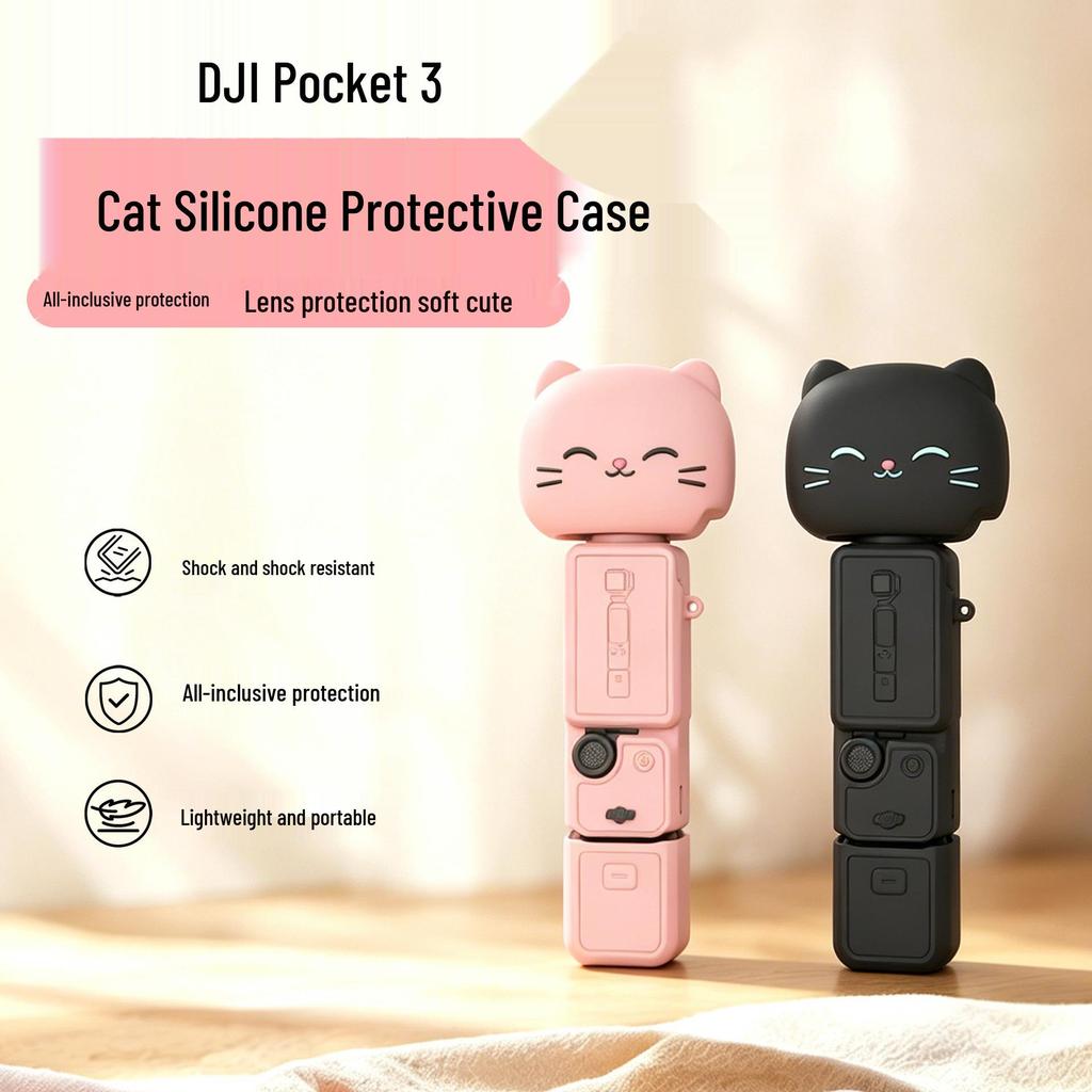 DJI Pocket 4 Full Coverage Silicone Protective Case - Anti-Scratch, Anti-Drop, KT Cat Style Camera Accessories