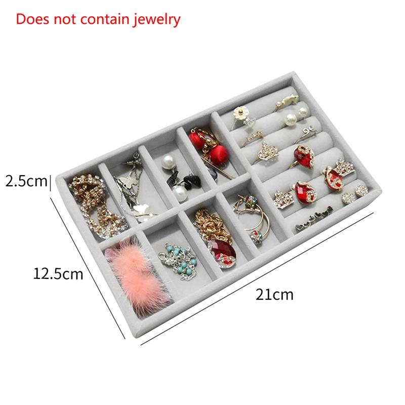 

1 шт. Модный портативный бархатный органайзер для ювелирных изделий, поднос для колец, ожерелий, ящик для хранения, витрина для ювелирных изделий, ящик для хранения New Grey-3