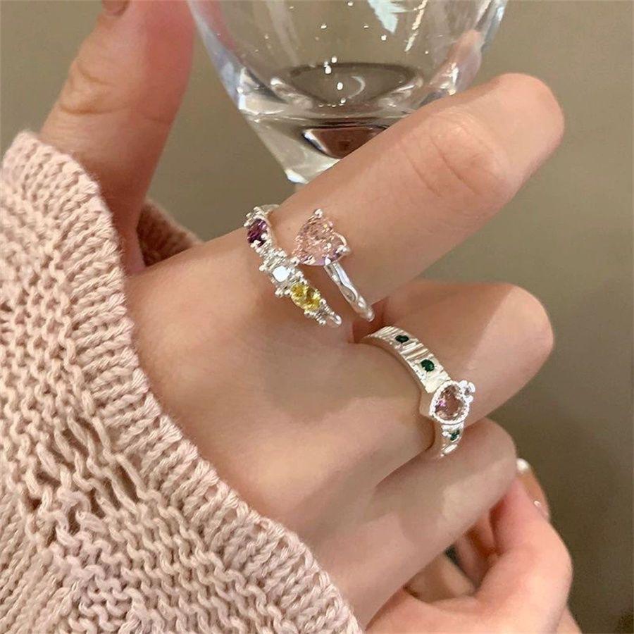 Girl Heart Burst Pink Love Ring Female Ins Niche Premium Opening Adjustable Index Finger Ring Ring
