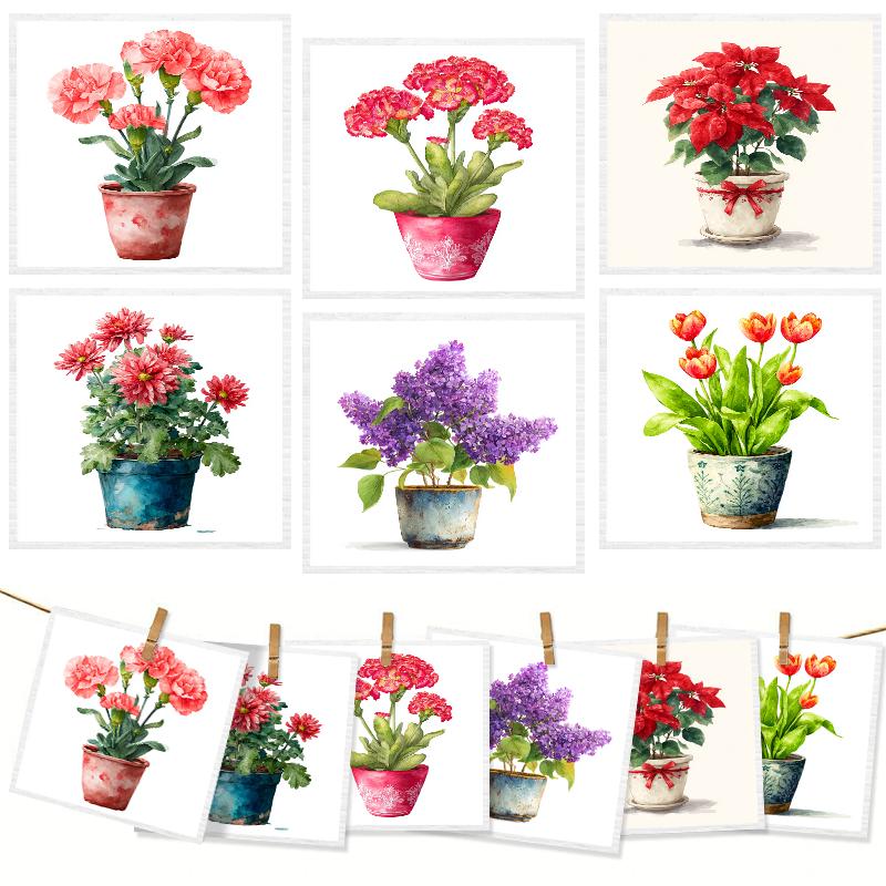 

6PCS Flower Pattern Swedish Dishcloths Kitchen Dish Towels Absorbent Dish Rags Soft Non-woven Cloths Cleaning Wipe Cloth 6Pcs білий