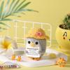 Funny Hug Pocket Penguin Dolls with Card  Cute Wool Crochet Emotional Support Penguin Doll with Summer Straw Hat Home Room Decor