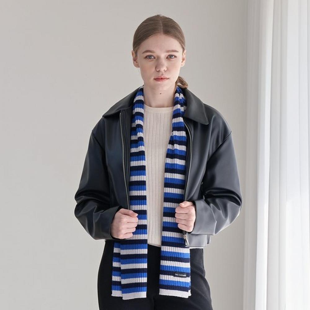 Dal Cashmere Knit Muffler Rib Blue Single option