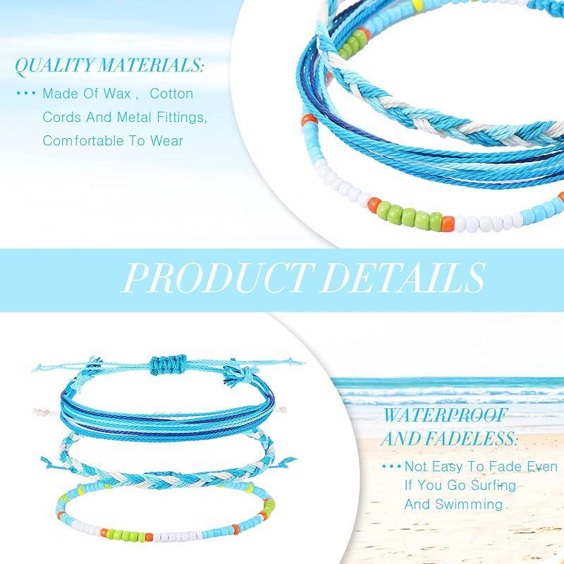 3 Stück/Set böhmische geflochtene Stretch-Freundschaftsarmbänder stapelbare perlengewebte Schnurarmbänder verstellbare Wellenseilarmbänder MYY