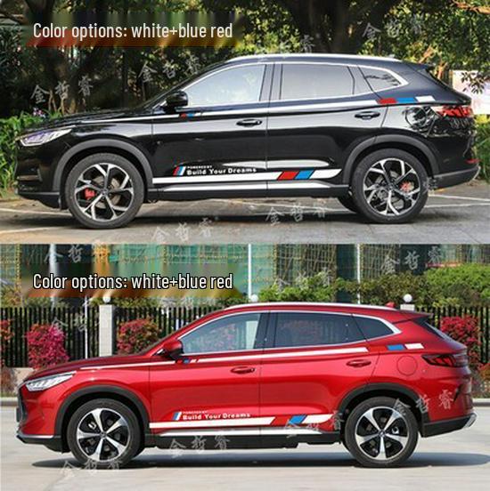 Samolepky na auto BYD Qin PLUS/Song PRO/Han Tang: Barevné pruhy na pas pro ozdobu těla