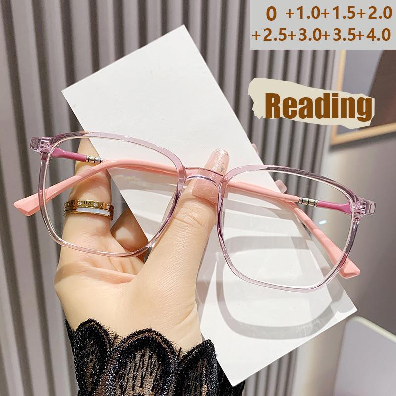 Fashion Square Frame Reading Glasses For Women Ultra Light Anti Blue Light HD Lenses Stylish Young Readers 6013