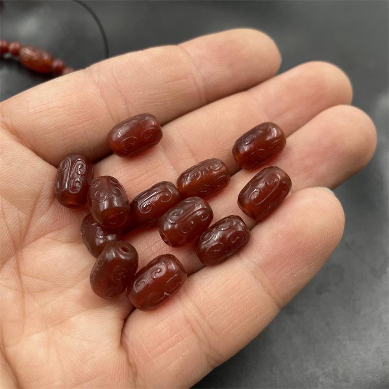 Red Agate Scroll Carved Twisted Tube Beads, 8x12mm - DIY Jewelry Accessories