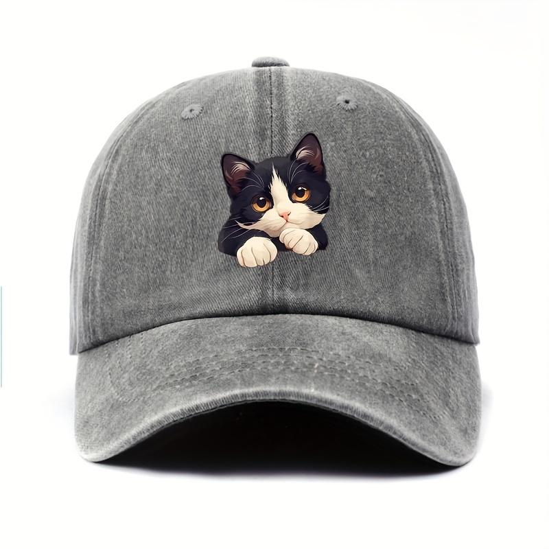 Tuxedo Kätzchen Peeking Baseballkappe Polyester Lässig Unisex Verstellbar Outdoor-Hut für Katzenliebhaber