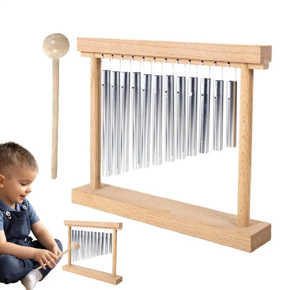 Collaborative Design Musical Instrument Toys Wooden Sound Healing Chime Bell  Interactive Toy