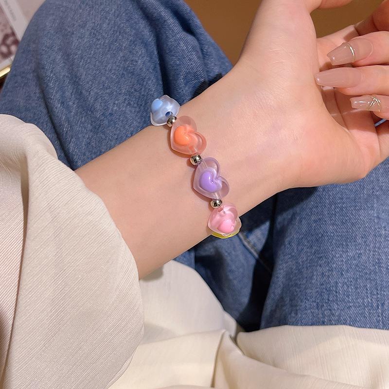 Dopamine-Inspired Colorful Love Bracelet: Beaded Hand Jewelry In Cute Style for Women and Influencer Fashion