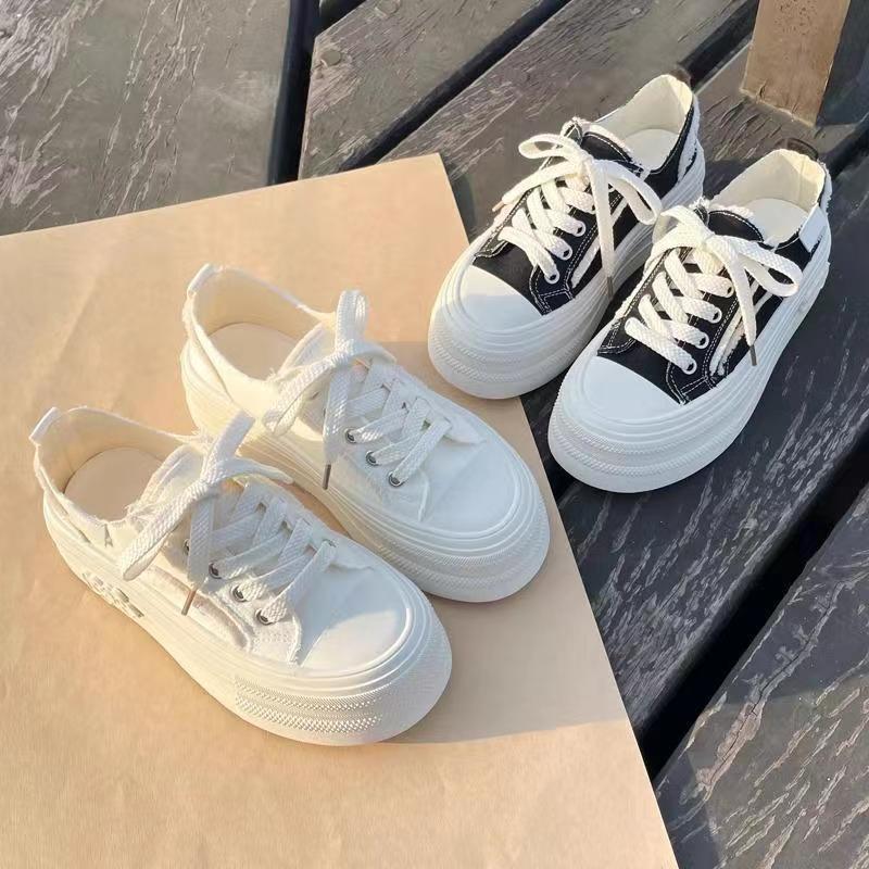 Cloud white shoes summer girls with skirts versatile niche design breathable canvas casual shoes