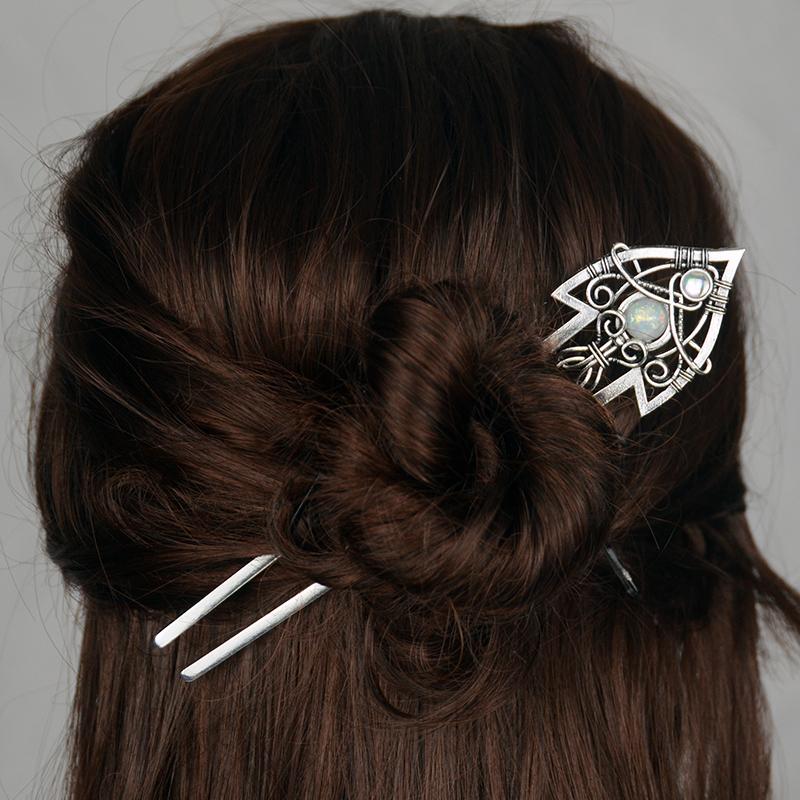 Ethic Dragon Hairsticks Silver Axe Sword Hair Accessories Witch Snake Triple Moon Pentagram Hairpin Hair Stick