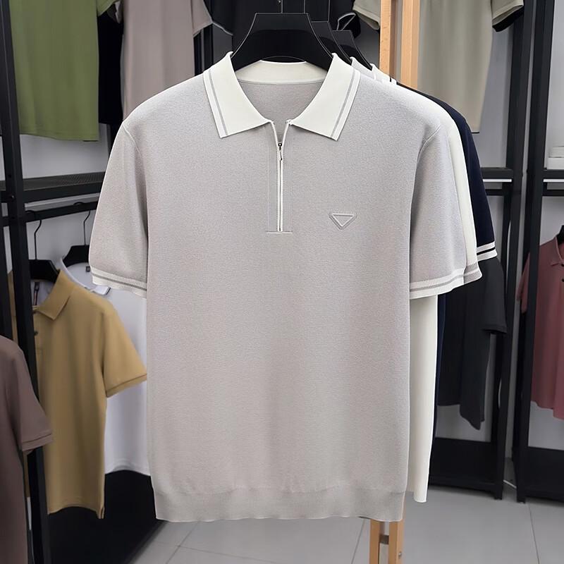 Yiliteng Men s Lapel Zipper Polo Shirt 4XL