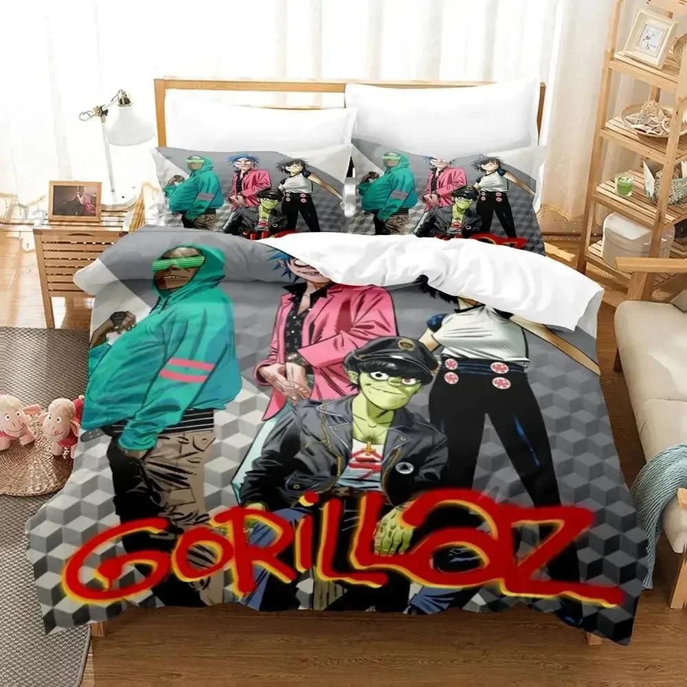 3D Printed Band Gorillaz Anime Duvet Cover Pillowcase Bedding Set Adult Boy Girl Bedroom Decoration Twin Full Queen King Size