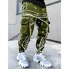 Pantalones con estampado de Hip Hop para hombre, ropa de calle a la moda, pantalones de chándal para hombre, pantalones Cargo holgados de calle alta para correr