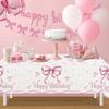 White Pink Bow Table Cloth Coquette Birthday Decor for Women for Girls Bridal Baby Shower Birthday Party Stylish Party Supplies