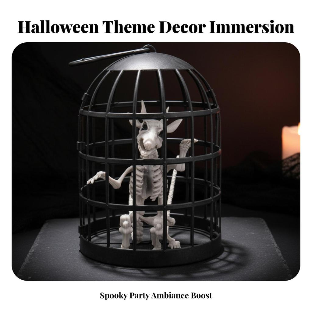 Skeleton Vertical Slats Halloween Cage Decor Domed Top