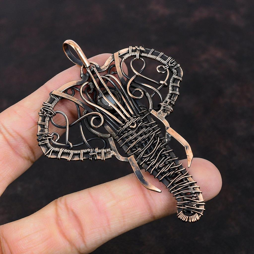 Rainbow Moonstone Pendant Copper Wire Wrapped Jewelry Elephant Pendant Handmade Copper Pendant Gemstone Pendant Engagement Gift Wire Pendant