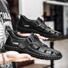 Fashion New Leather Summer Loafers Breathable Mens Sandals Durable Handmade Stitching Beach Flats Non Slip Outdoor Man Slip On Sandals