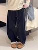 2025 Winter Women's Korean Fleece-Lined Wide-Leg Sweatpants: Fashionable, Warm, Loose, Versatile, and Cuffed Casual Pants.