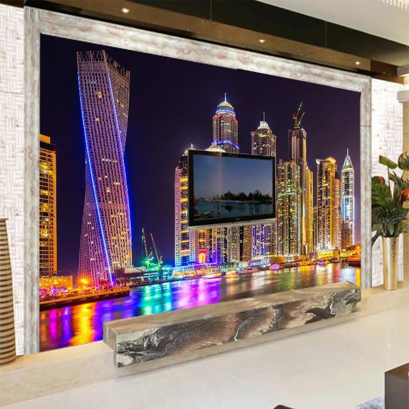 Building Mural Architecture Night Landscape Wallpaper Living Room Tv Restaurant Backdrop Home Decor 3d Wall Paper