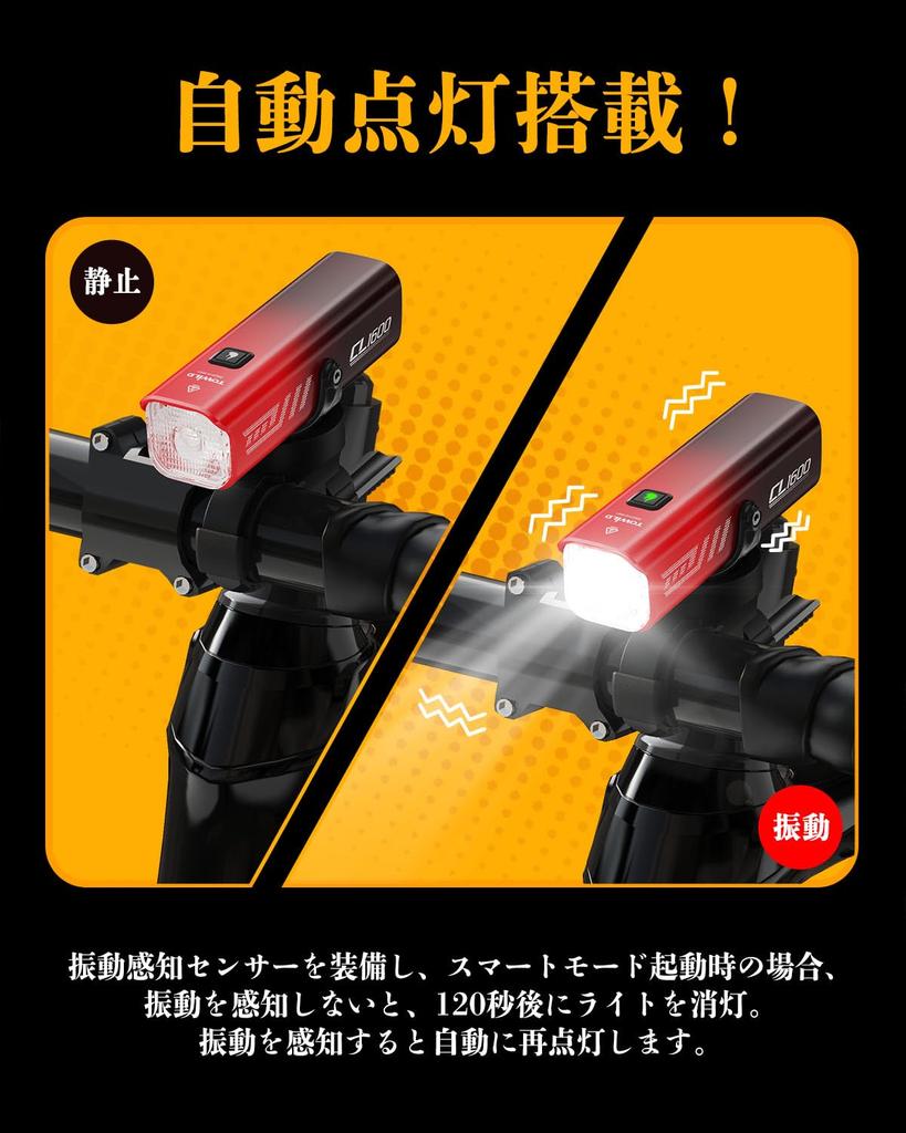 TOWILD CL1600 Bicycle 1600 LED Road Bike Front Cross Bike Light, Lumens, High-Brightness Headlight, Light, Waterproof, IPX6, Rechargeable, USB-C,