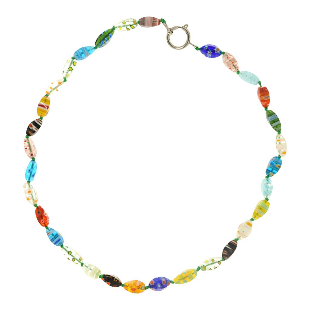 Handcrafted Venetian Millefioris Glass Beaded Necklace Italian Jewelry Accessory for Women Female Opal Bead Accessories