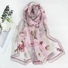 Thin Soft Long Chiffon Scarf Flower Print Beach Scarves Sun Protection Scarf  for Casual Wear