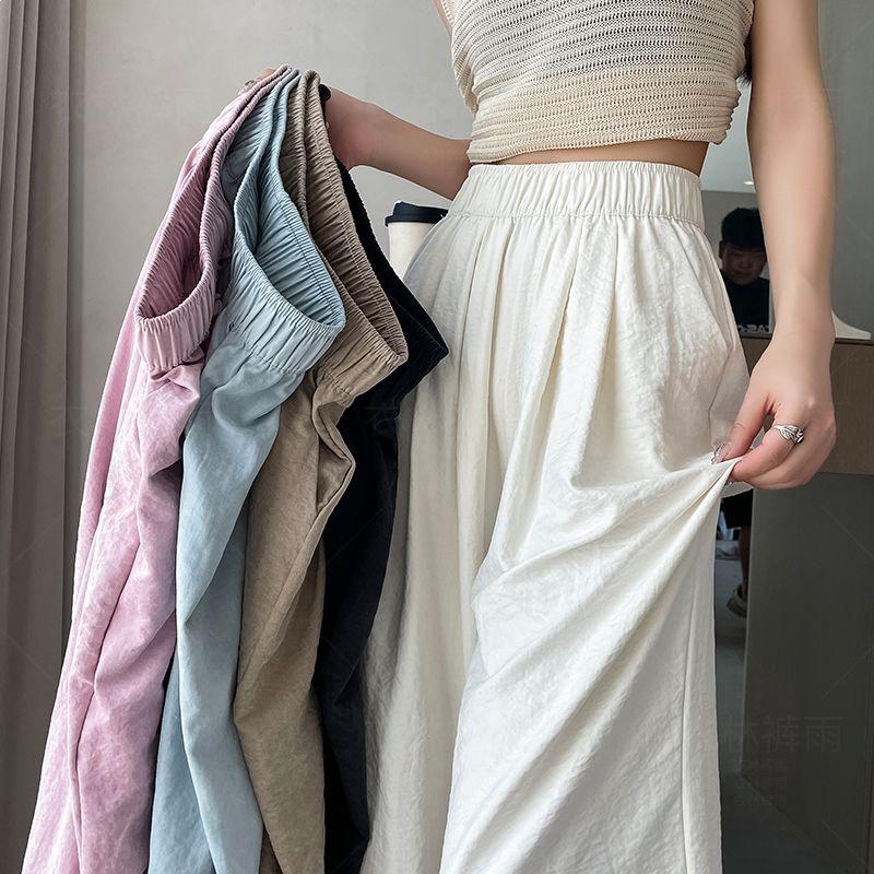 Women’s High-Waist Loose Wide-Leg Summer Pants - Lightweight Acetate Fabric
