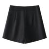 Women's High-Waist Black A-Line Wrap Skort – Spring 2025 Slimming Midi Skirt 