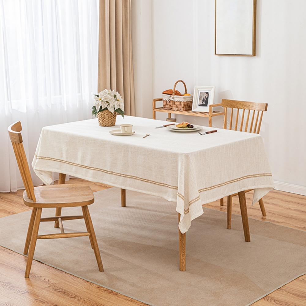 White Simple Table Cover Linen Dining Table Cloth Ins Style Coffee Table Mat Cotton Linen Look