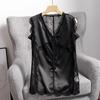Women's Spring/Summer Satin V-Neck Lace-Panel Strapless Tank Top Wearable As A Backless Sleeveless T-Shirt