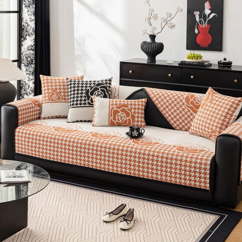 

Подушка для дивана из шенилла, универсальная подушка для сиденья на все времена года, нескользящий кожаный чехол для дивана, новая ткань для чехла 70*70cm