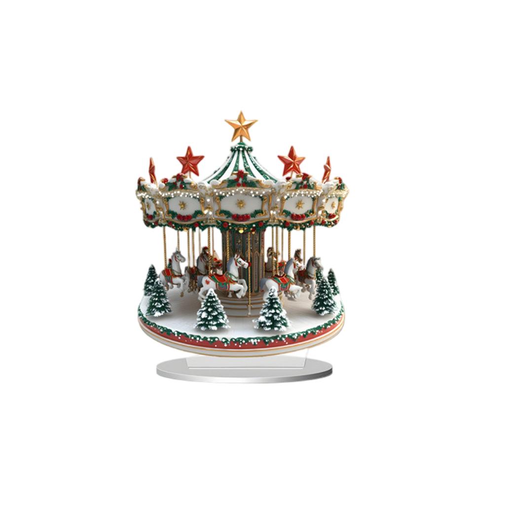 Julkarusell 2D Akrylprydnader Utsökt Pariserhjul Akryl Vattentäta Stående Dekoration, Julheminredning