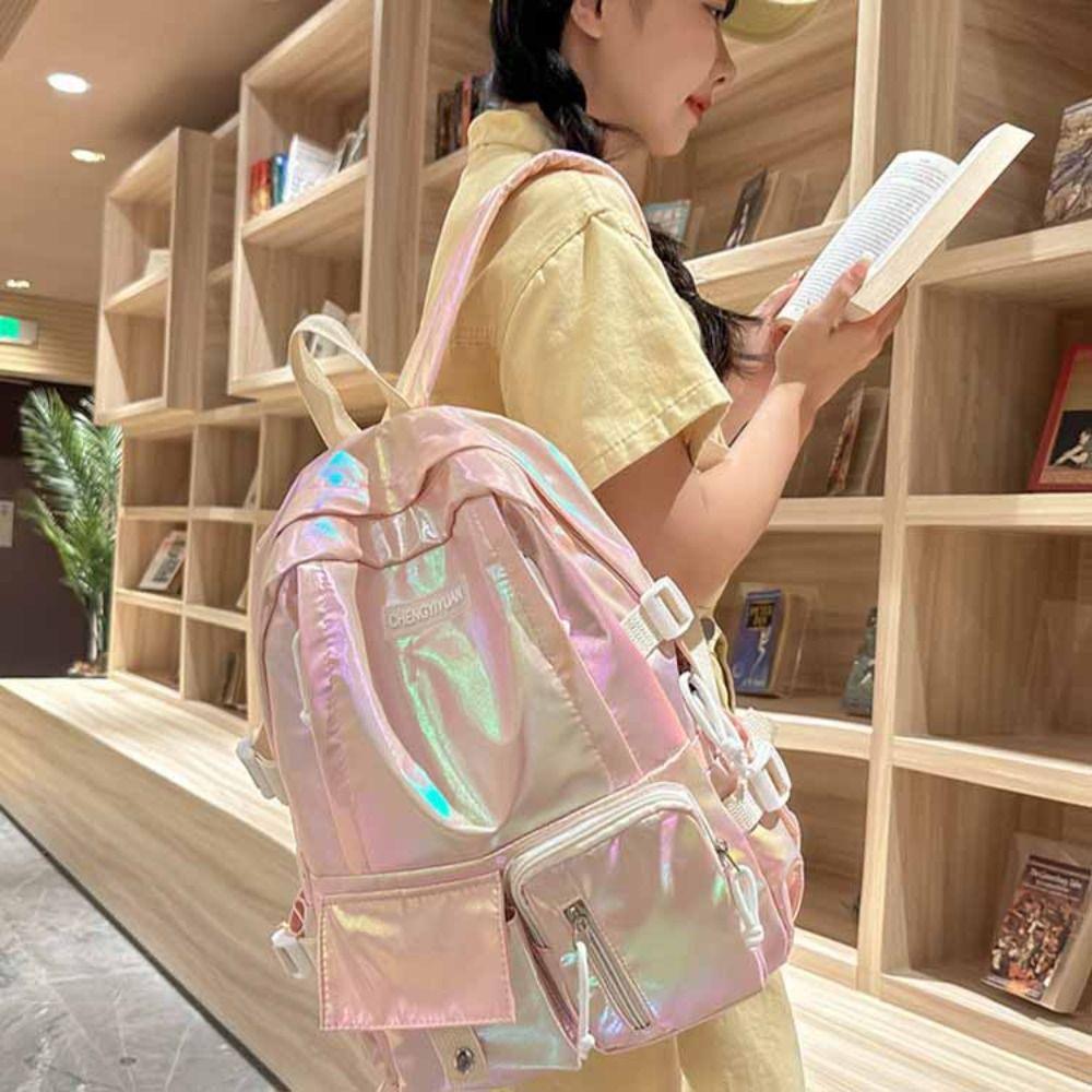 Multi-Pocket Laser  Backpack Large Capacity Shoulder Bag Creative Students School Bag  Outdoor