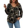 Ladies' Plus Size Comfortable Loose Fashionable Casual Tied Rope Casual And Fashionable Printing Shirt Long Sleeved Top