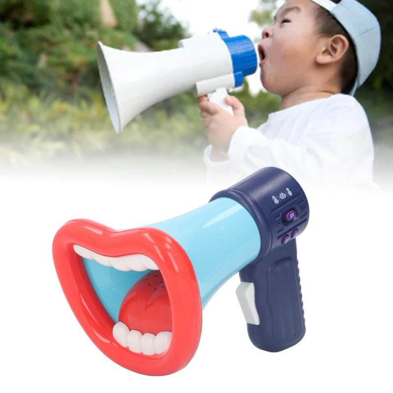 Kinder Stimmverzerrer Großes Mundstück Form Mehrere Soundeffekte Pädagogisches Aufnahme Lautsprecher Spielzeug Mit Lanyard Blau