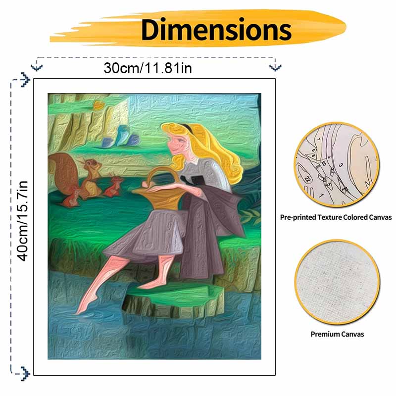 Disney Sleeping Beauty Princess Aurora Forest Animal Oil Painting Digital Painting Art Kit Handmade Diy Painting Home Decoration Gift