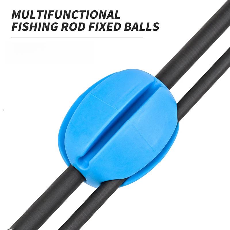 12PCS Silicone Fishing Rod Holder Ball Straps 5 Hole Lightweight Fishing Tackle Ties Organizer Storage Racks Fishing Accessories