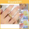 Stylish And Minimalist Open Design Square Sugar Yellow Crystal Ring For Women Jewelry Gold