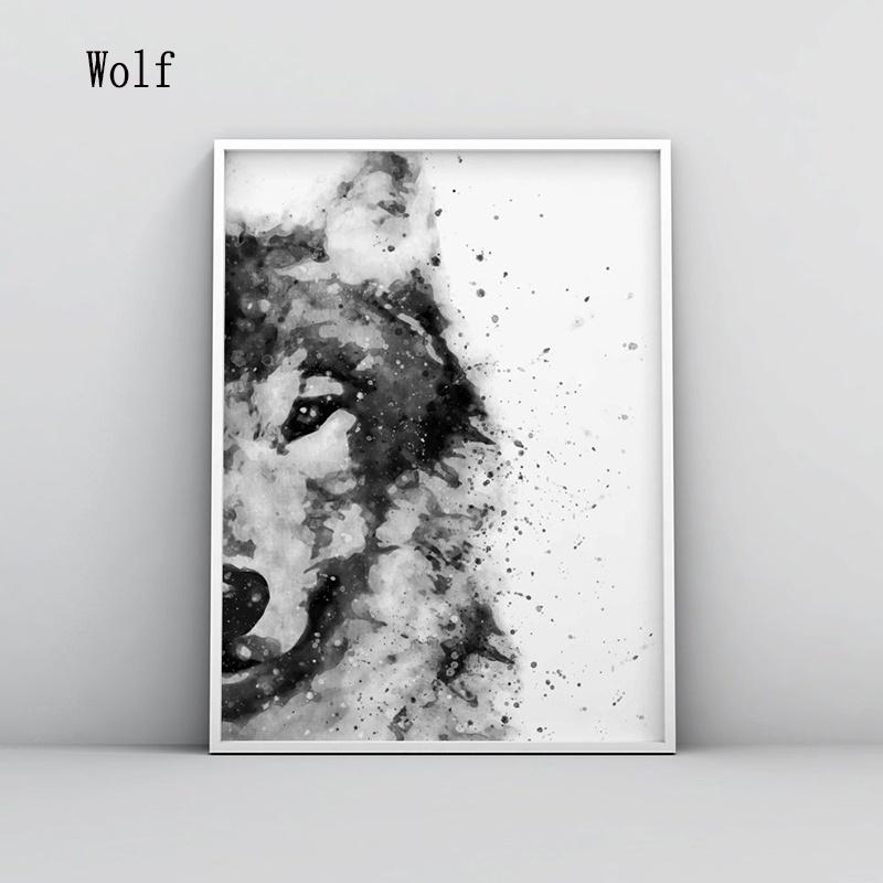 Watercolor animal canvas painting Nordic poster and print wall art deco picture living room decorative painting