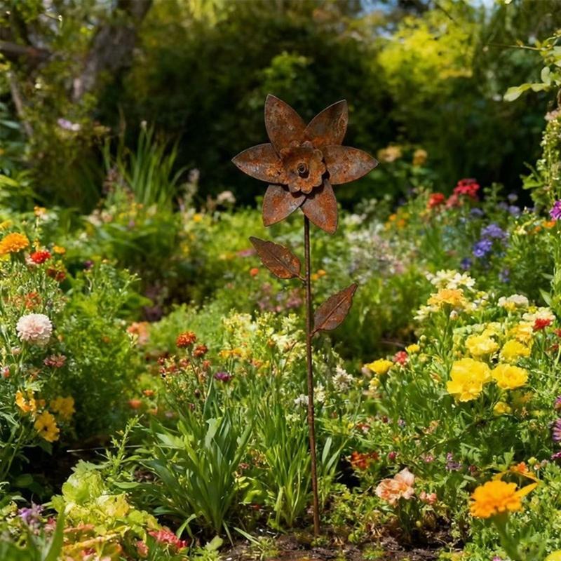 Metal Flowers for Outside Decorative Garden Stakes Flower Bed Decoration Plant Stakes Metal Art Outside Yard Art Outdoor