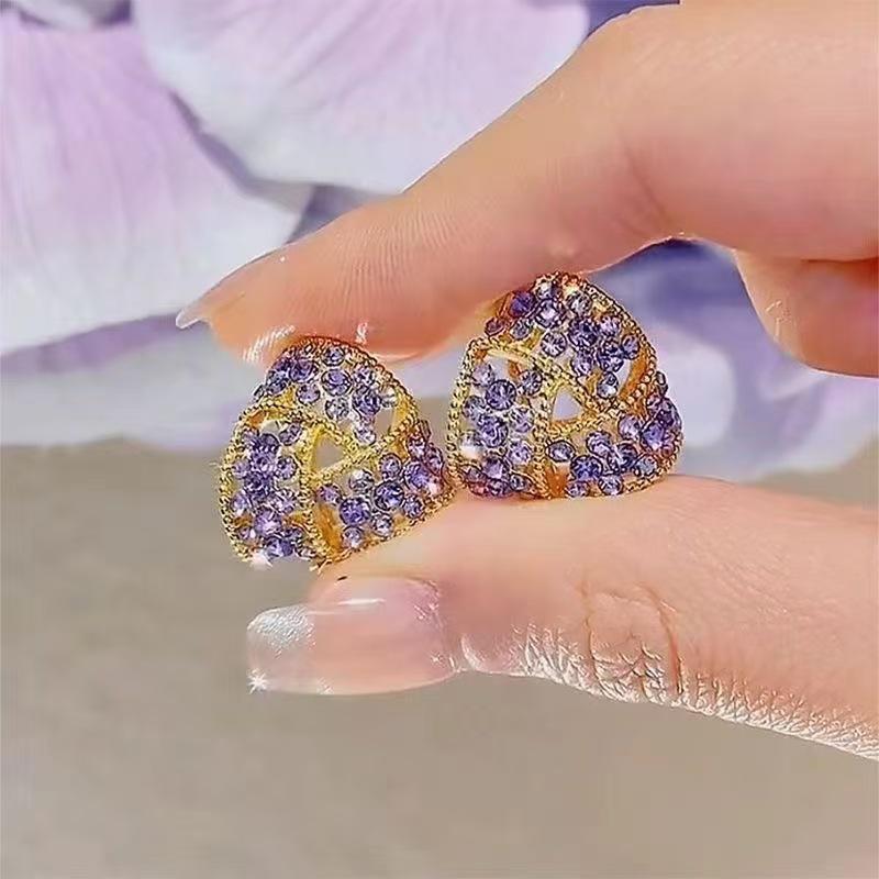 Purple Exquisite Earrings: High-End 2025 Niche Light Luxury Silver Needle Studs - Elegant Temperament Ear Jewelry